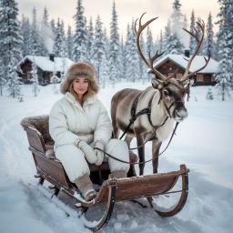 Winter photo with reindeer